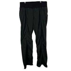 Lululemon Studio Track Black Pants Pinstripe Paneled Casual Athleisure 10